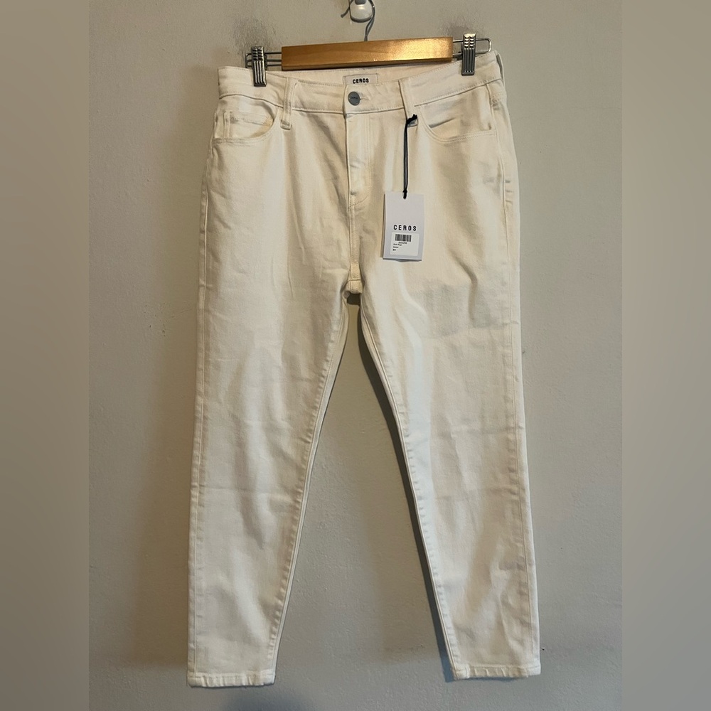 Ceros NEW White Mid Rise Skinny Ankles Jeans Size 28 MSRP $64